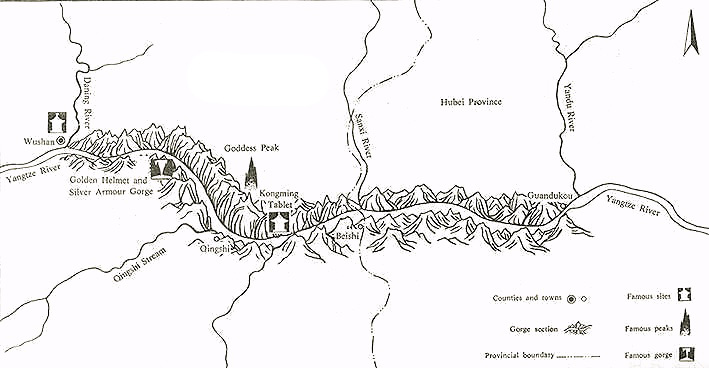 Famous sites along the Wu Gorge