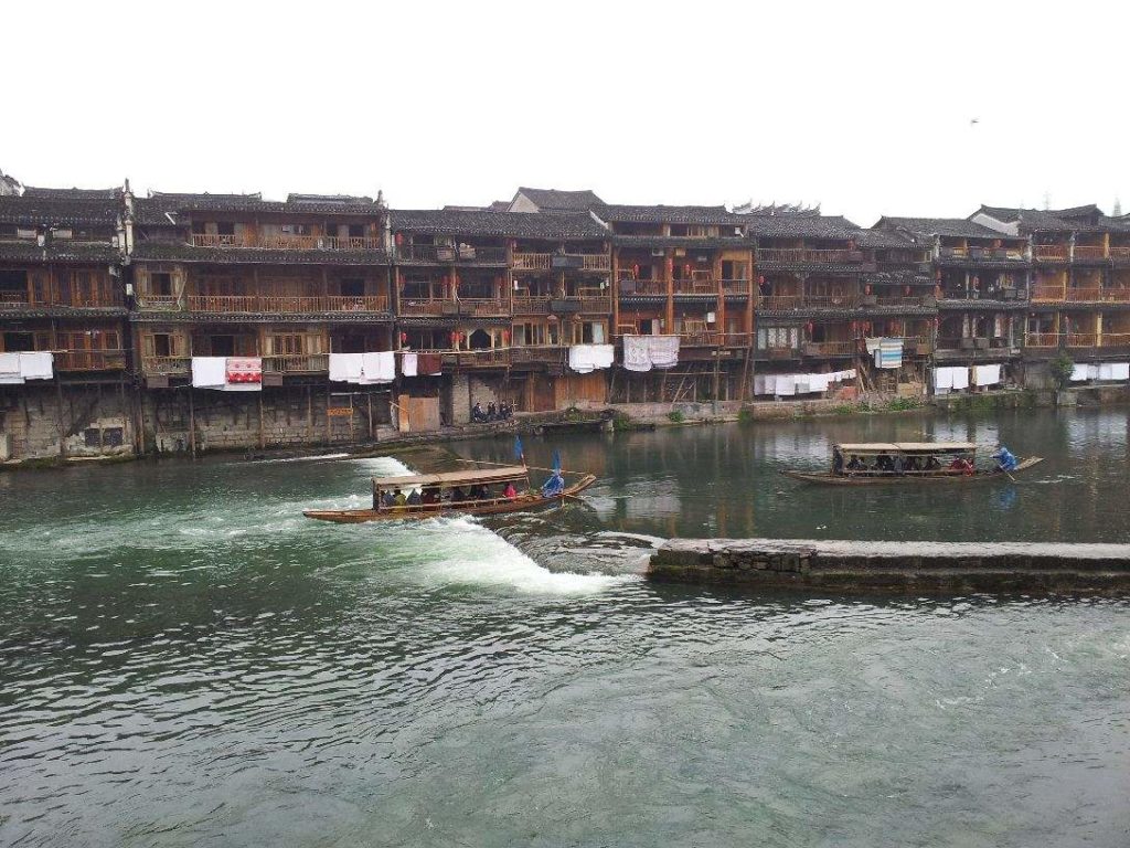 Stilt House of Tujia Ethnic Groups along the River